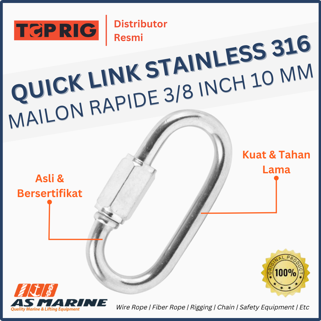 TOPRIG Quick Link / Mailon Rapide Stainless Steel 316 3/8 Inch 10 mm